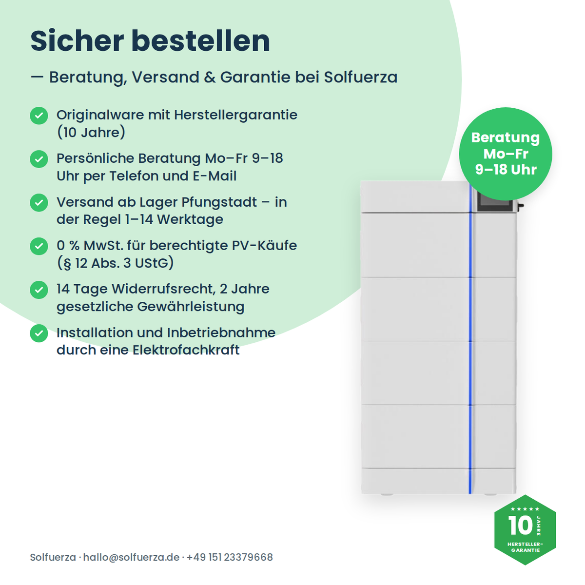 Deye GB-L-Pro Pack 4.1 – Hinweise zu Beratung, Versand und Garantie beim Kauf bei Solfuerza