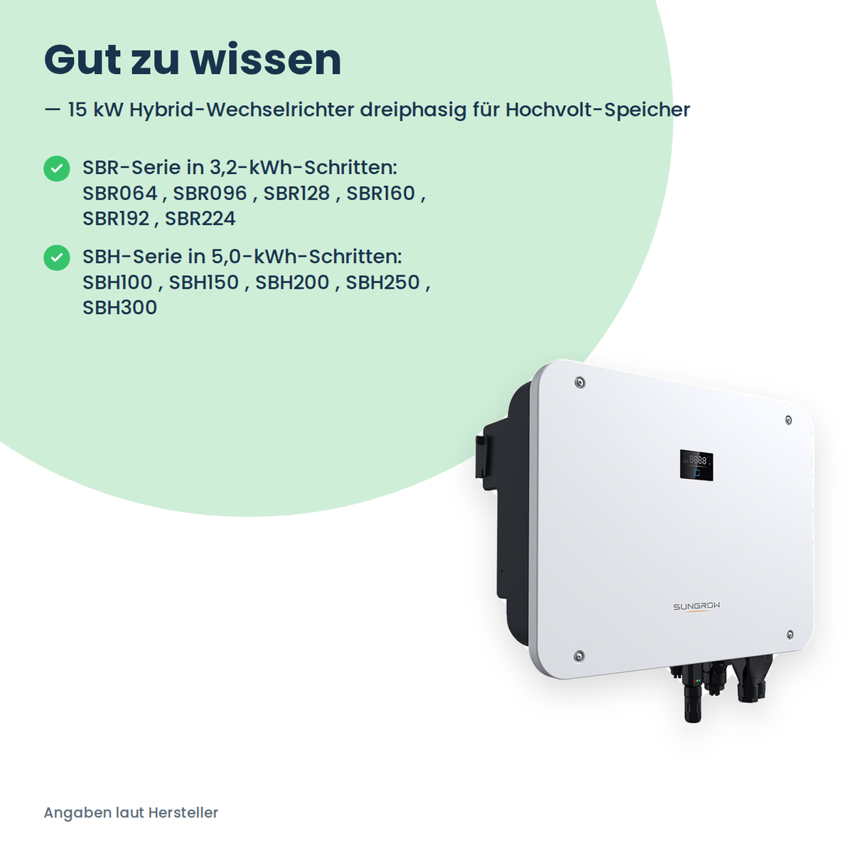 Sungrow SH15T – 15 kW Hybrid-Wechselrichter dreiphasig für Hochvolt-Speicher