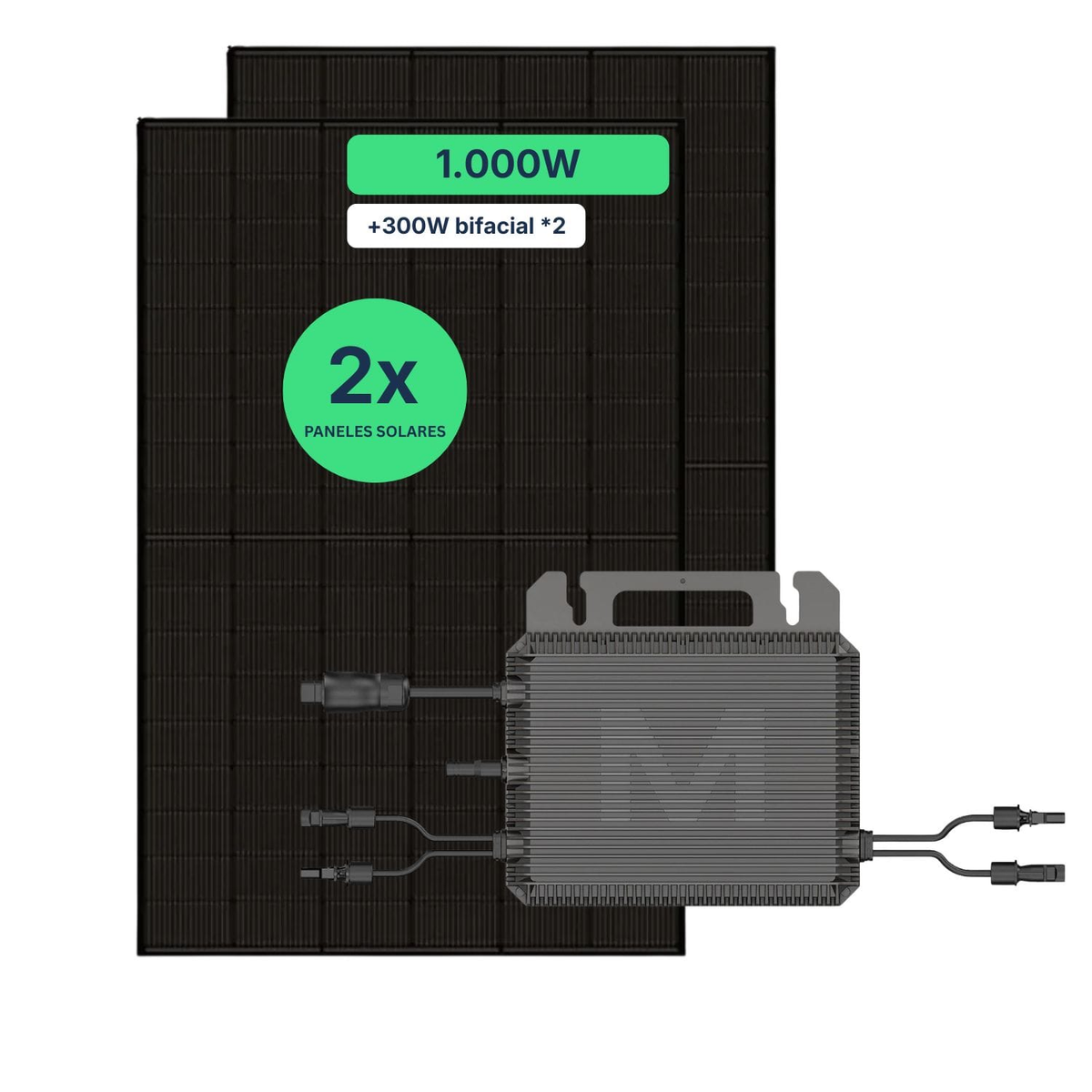 Balkonkraftwerk 1000 W Komplettset mit zwei Full-Black-Solarmodulen und Marstek Mikrowechselrichter