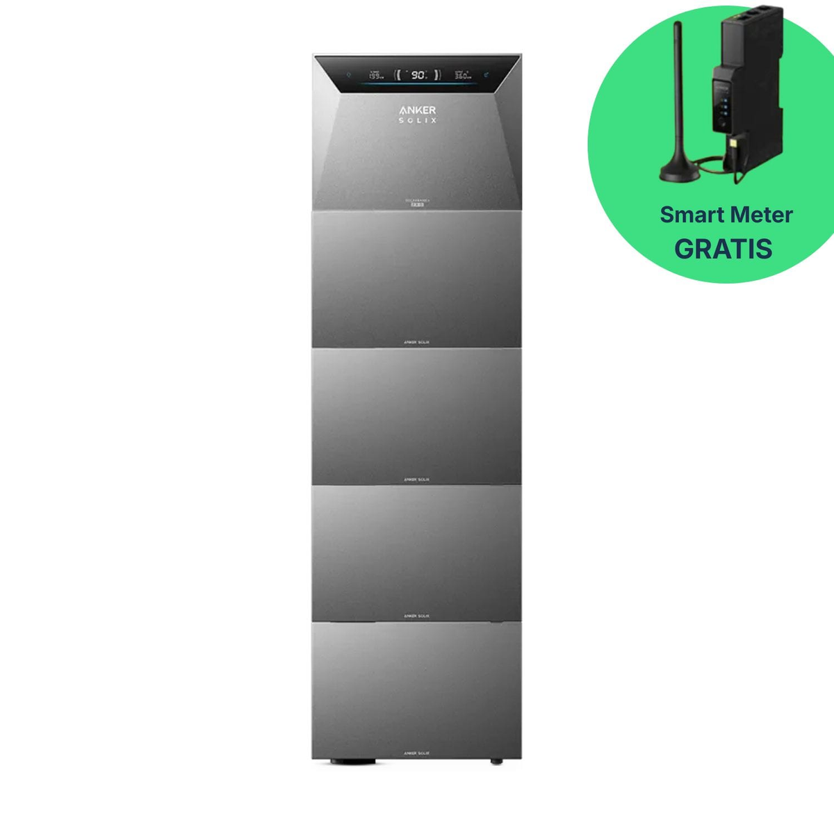 Anker SOLIX Solarbank 4 Pro mit drei aufgestapelten Erweiterungsakkus für mehr Kapazität