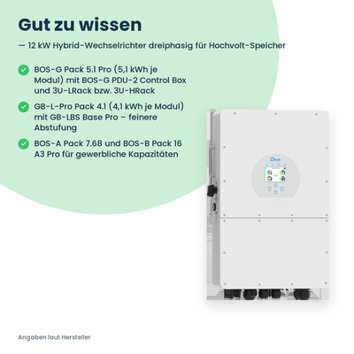 Deye SUN-12K-SG01HP3-EU-DM2 – 12 kW Hybrid-Wechselrichter dreiphasig für Hochvolt-Speicher