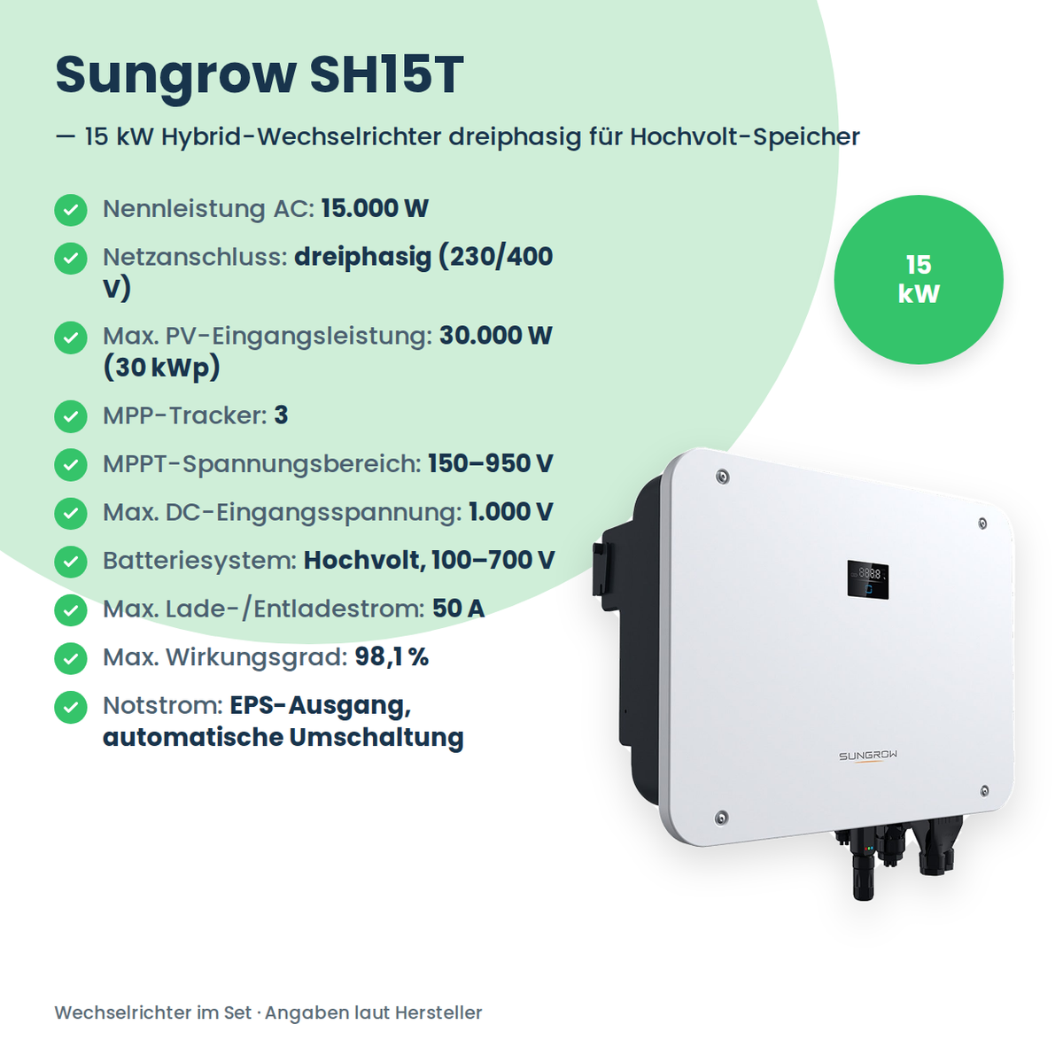 PV-Komplettset 16 kWp 3-ph. | 24× AIKO STELLAR 670W + Sungrow SH15T + Sungrow SBH150