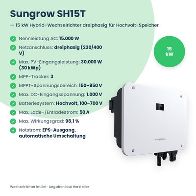 PV-Komplettset 16 kWp 3-ph. | 24× AIKO STELLAR 670W + Sungrow SH15T + Sungrow SBH150