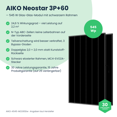AIKO Neostar 3P+60 545 W – Vorteile im Überblick
