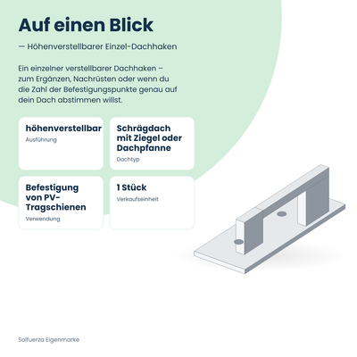 Solfuerza Dachhaken verstellbar für Ziegeldach