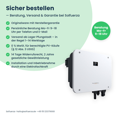 Sungrow SH25T – 25 kW Hybrid-Wechselrichter dreiphasig für Hochvolt-Speicher