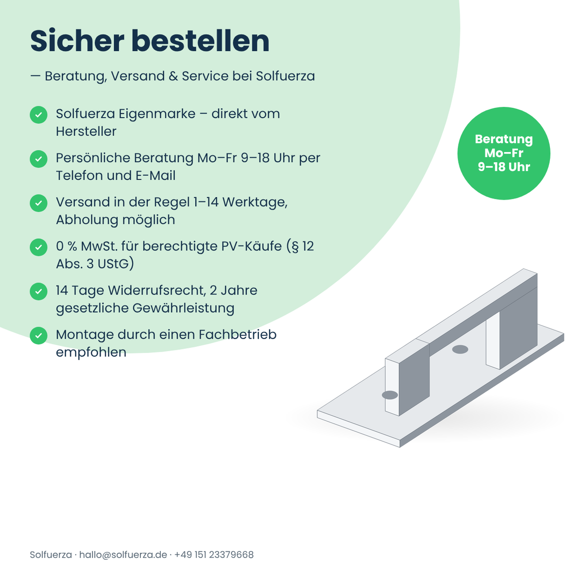 Solfuerza Dachhaken verstellbar für Ziegeldach